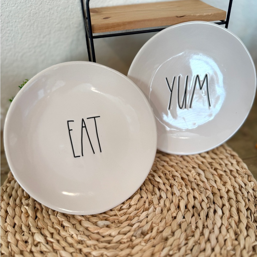Rae Dunn White Ceramic Plates Set of 2